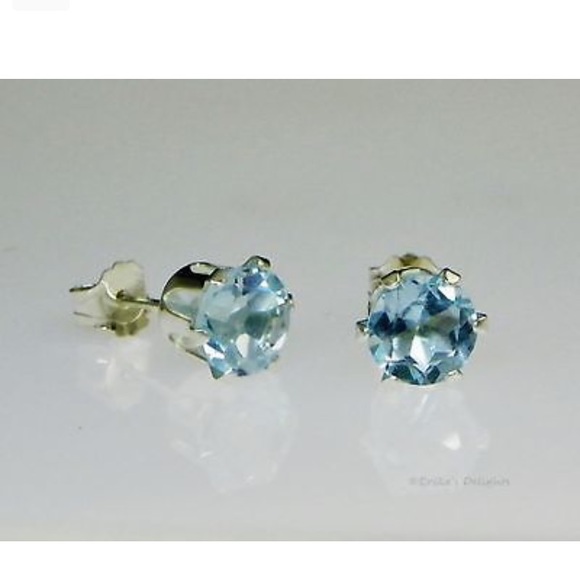 Genuine Light Blue Topaz Sterling Silver Earrings - Picture 2 of 6